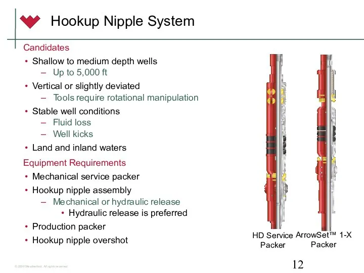 Hookup Nipple System Candidates Shallow to medium depth wells Up to