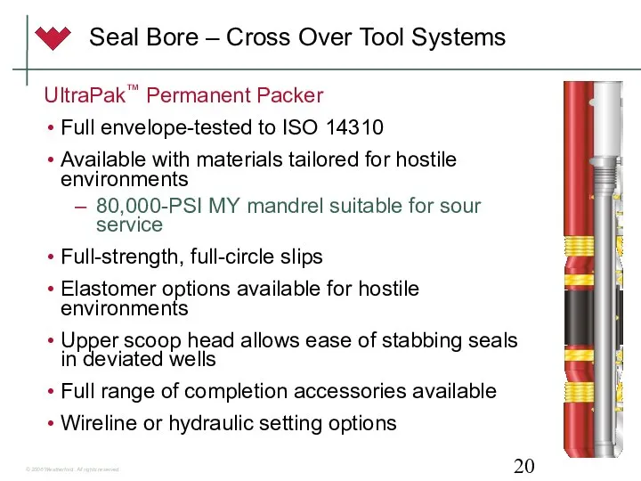 Seal Bore – Cross Over Tool Systems UltraPak™ Permanent Packer Full