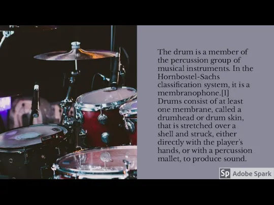 The drum is a member of the percussion group of musical