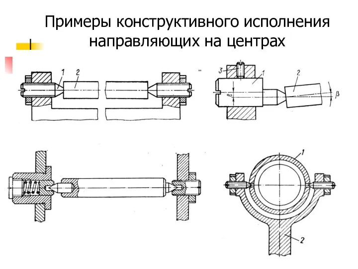 Примеры конструктивного исполнения направляющих на центрах