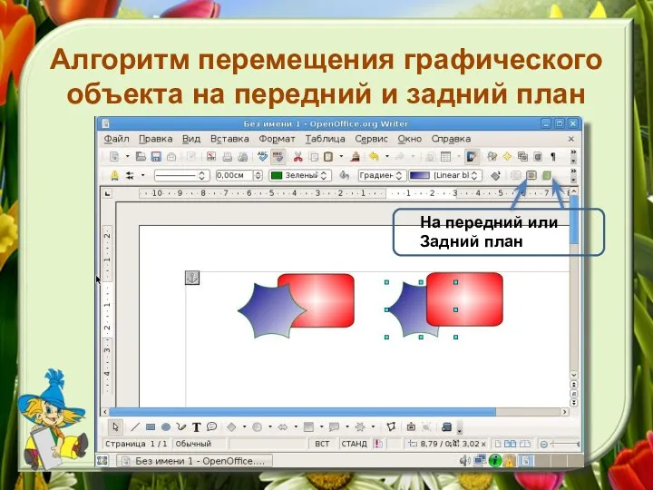 Алгоритм перемещения графического объекта на передний и задний план На передний или Задний план