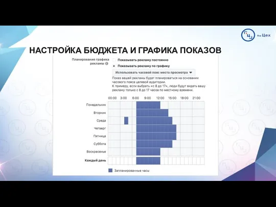 НАСТРОЙКА БЮДЖЕТА И ГРАФИКА ПОКАЗОВ