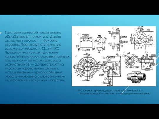 Заготовки лопастей после отжига обрабатывают по контуру. Далее шлифуют плоскости и