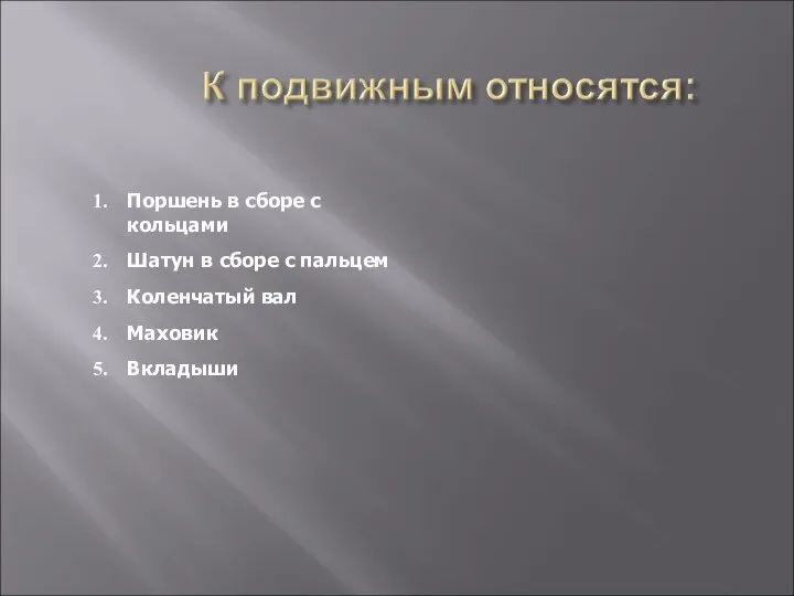 Поршень в сборе с кольцами Шатун в сборе с пальцем Коленчатый вал Маховик Вкладыши