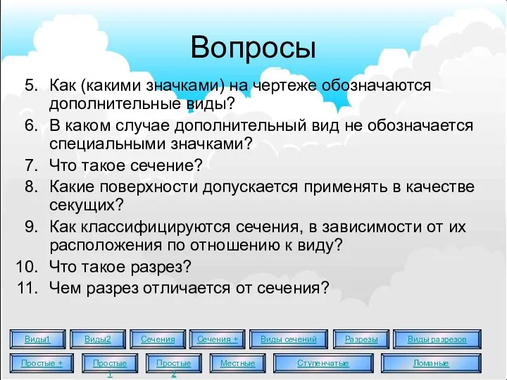 Вопросы Как (какими значками) на чертеже обозначаются дополнительные виды? В каком