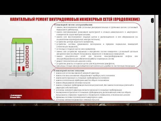 КАПИТАЛЬНЫЙ РЕМОНТ ВНУТРИДОМОВЫХ ИНЖЕНЕРНЫХ СЕТЕЙ (ПРОДОЛЖЕНИЕ) г. Благовещенск 28 июня 2019