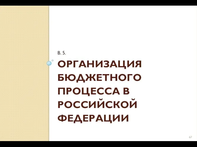 ОРГАНИЗАЦИЯ БЮДЖЕТНОГО ПРОЦЕССА В РОССИЙСКОЙ ФЕДЕРАЦИИ В. 5.