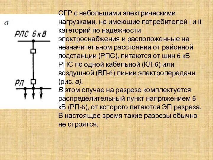 ОГР с небольшими электрическими нагрузками, не имеющие потребителей I и II