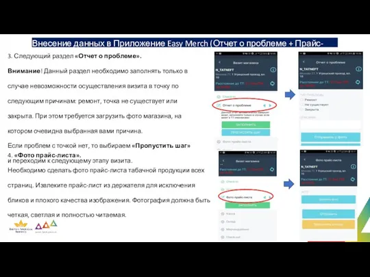 Внесение данных в Приложение Easy Merch (Отчет о проблеме + Прайс-лист)