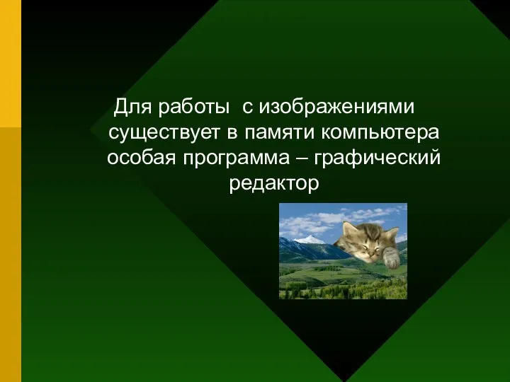 Для работы с изображениями существует в памяти компьютера особая программа – графический редактор