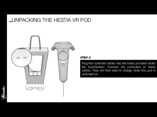 Plug the controller cables into the holes provided under the touchscreen.