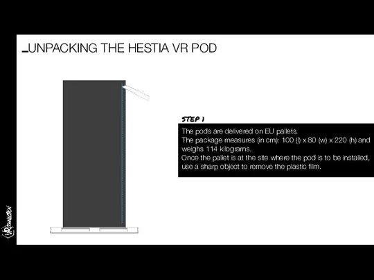 The pods are delivered on EU pallets. The package measures (in