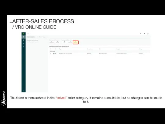 The ticket is then archived in the “solved” ticket category. It