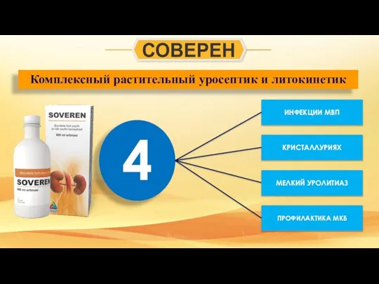 4 КРИСТАЛЛУРИЯХ ИНФЕКЦИИ МВП ПРОФИЛАКТИКА МКБ Комплексный растительный уросептик и литокинетик МЕЛКИЙ УРОЛИТИАЗ