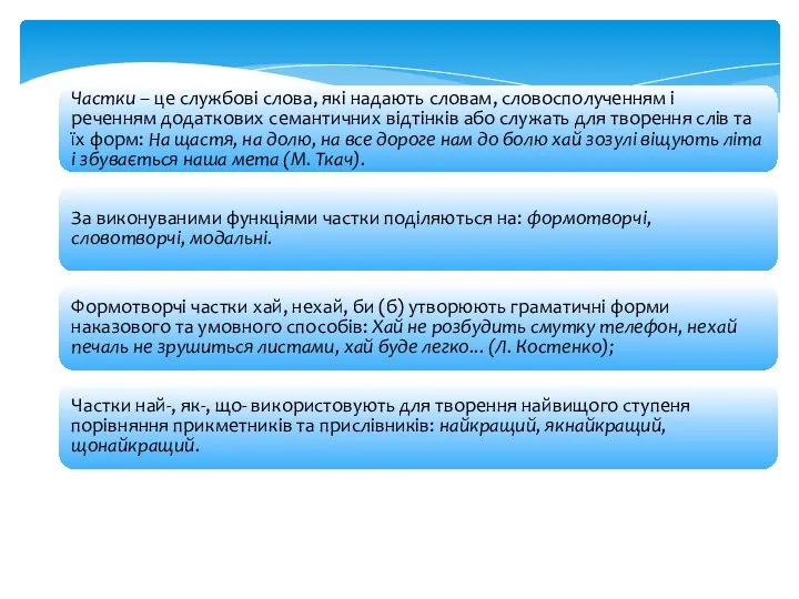 Частки – це службові слова, які надають словам, словосполученням і реченням