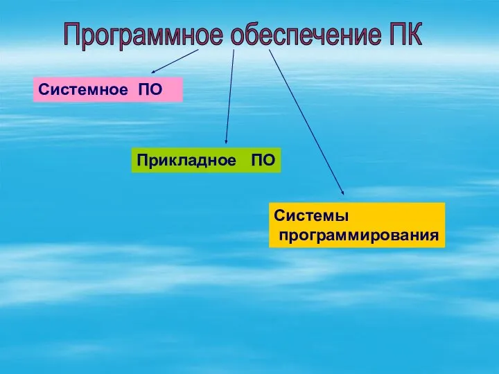 Системное ПО Системы программирования Прикладное ПО Программное обеспечение ПК