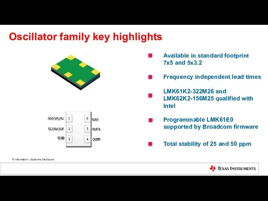 Oscillator family key highlights Available in standard footprint 7x5 and 5x3.2