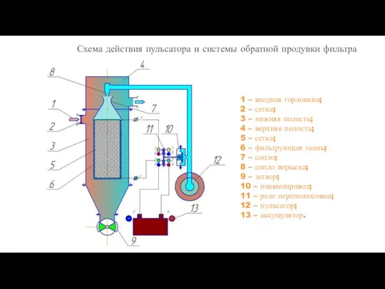 1 – входная горловина; 2 – сетка; 3 – нижняя полость;