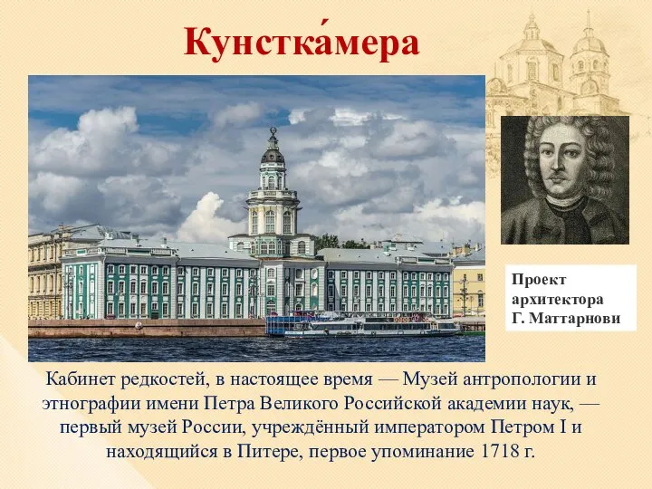 Кабинет редкостей, в настоящее время — Музей антропологии и этнографии имени