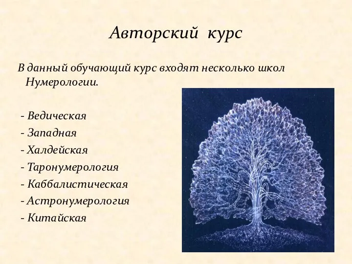 В данный обучающий курс входят несколько школ Нумерологии. - Ведическая -