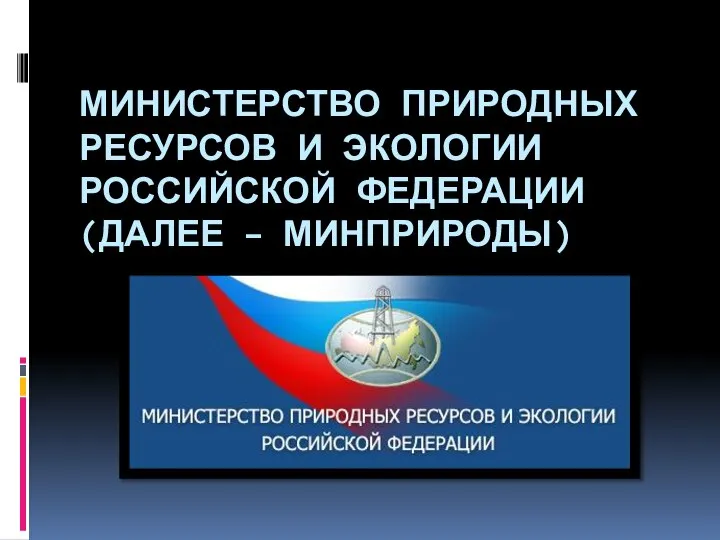 МИНИСТЕРСТВО ПРИРОДНЫХ РЕСУРСОВ И ЭКОЛОГИИ РОССИЙСКОЙ ФЕДЕРАЦИИ (ДАЛЕЕ – МИНПРИРОДЫ)