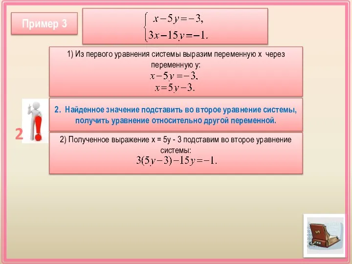 1) Из первого уравнения системы выразим переменную х через переменную у: