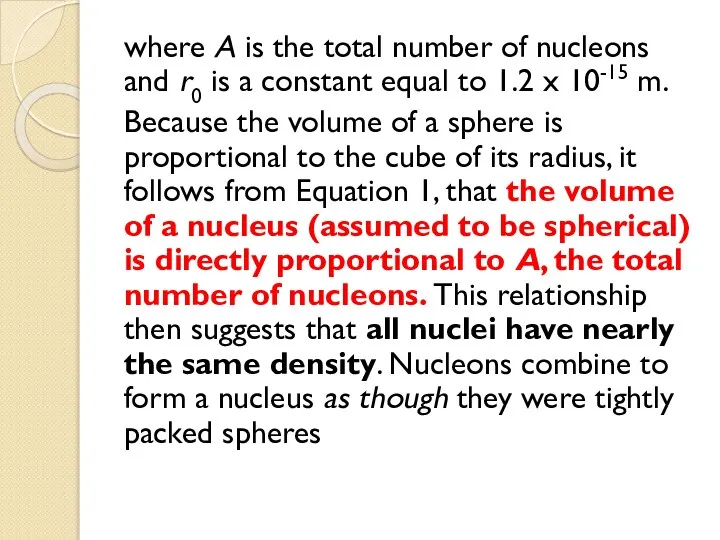 where A is the total number of nucleons and r0 is