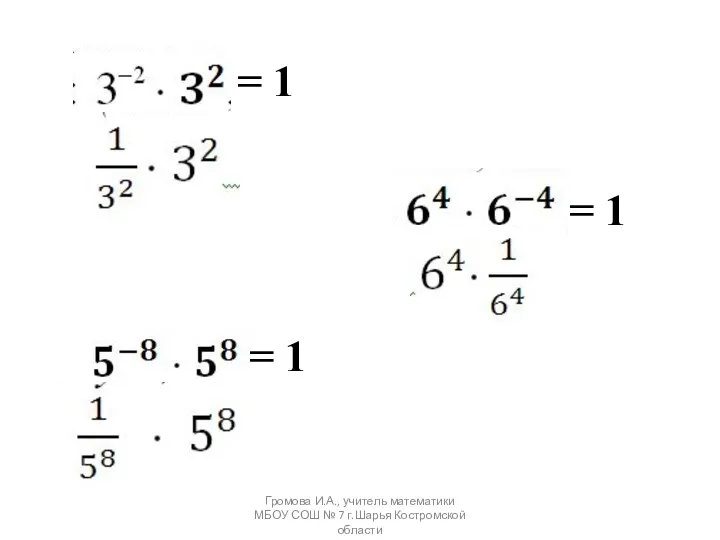 = 1 = 1 = 1 Громова И.А., учитель математики МБОУ