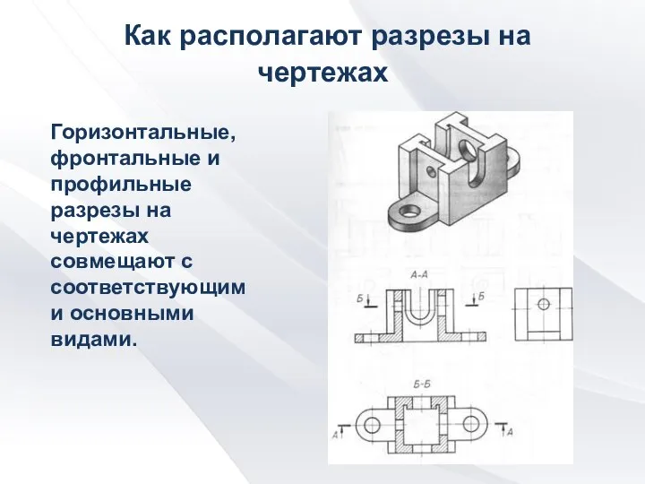 Как располагают разрезы на чертежах Горизонтальные, фронтальные и профильные разрезы на