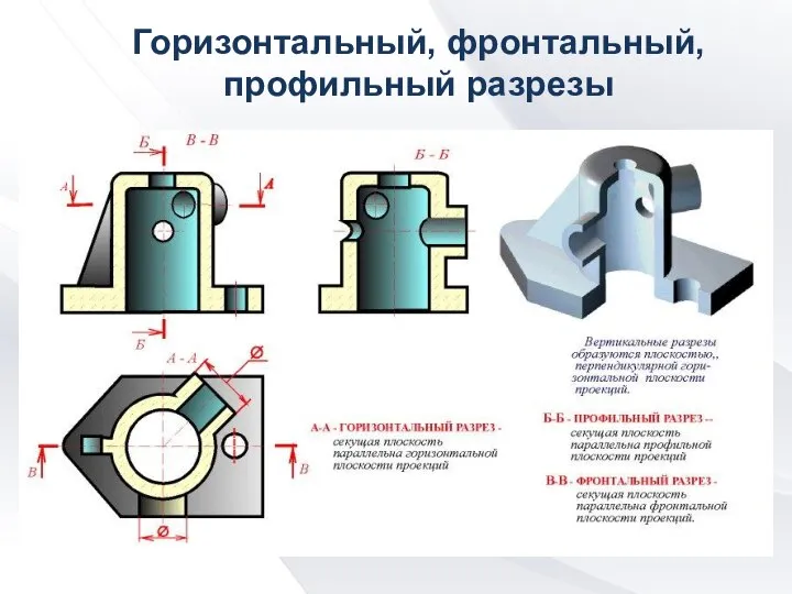 Горизонтальный, фронтальный, профильный разрезы