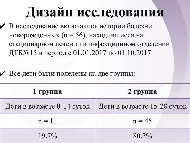 Дизайн исследования В исследование включались истории болезни новорожденных (n = 56),