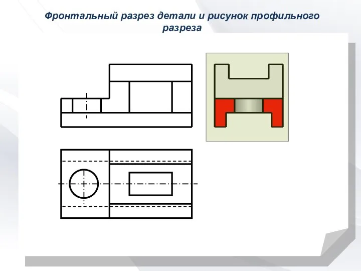 Фронтальный разрез детали и рисунок профильного разреза