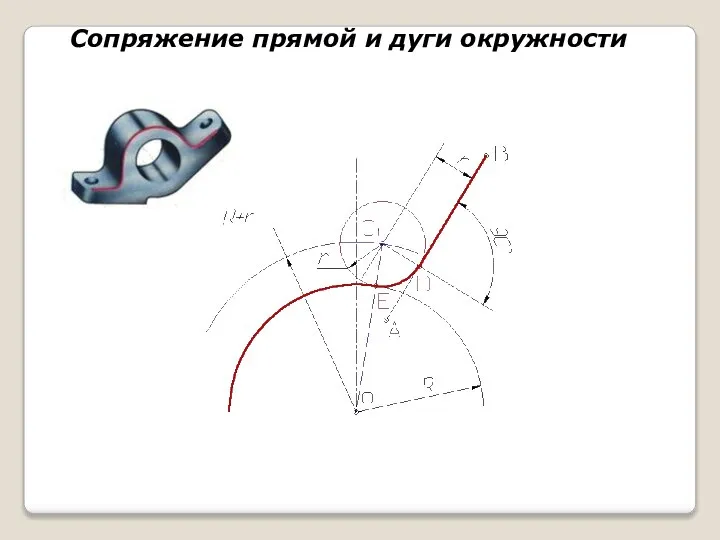 Сопряжение прямой и дуги окружности