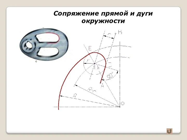 Сопряжение прямой и дуги окружности