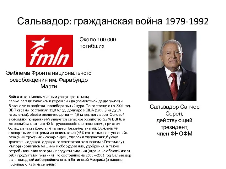 Сальвадор: гражданская война 1979-1992 Эмблема Фронта национального освобождения им. Фарабундо Марти