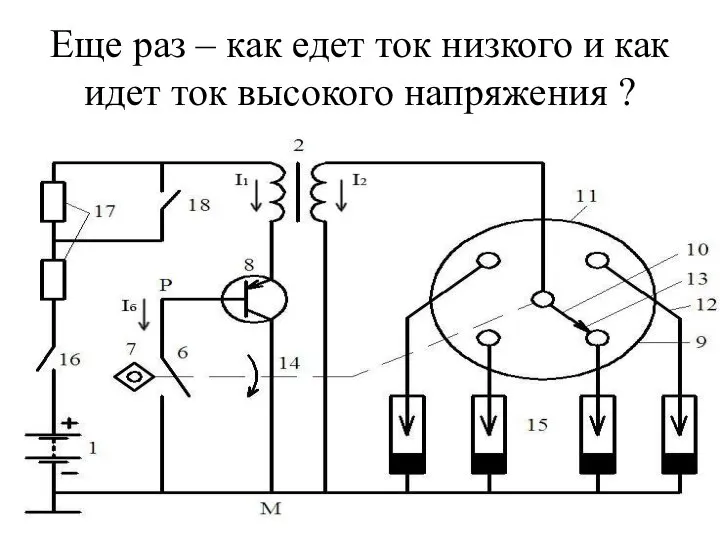 Еще раз – как едет ток низкого и как идет ток высокого напряжения ?