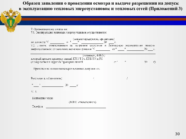 Образец заявления о проведении осмотра и выдаче разрешения на допуск в