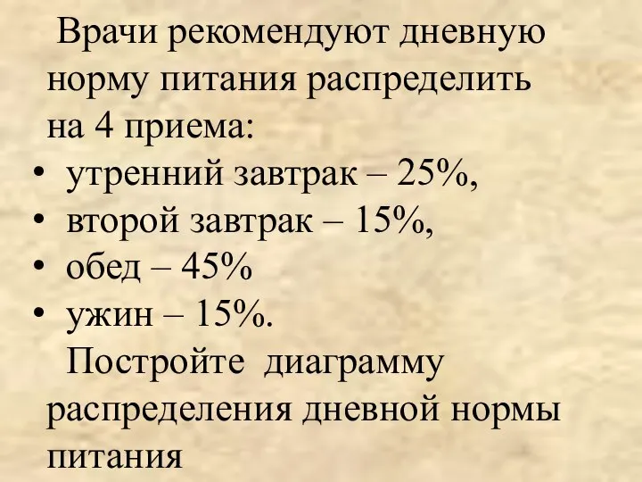 Врачи рекомендуют дневную норму питания распределить на 4 приема: утренний завтрак