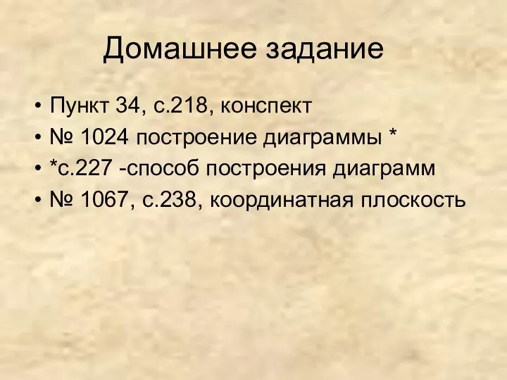 Домашнее задание Пункт 34, с.218, конспект № 1024 построение диаграммы *