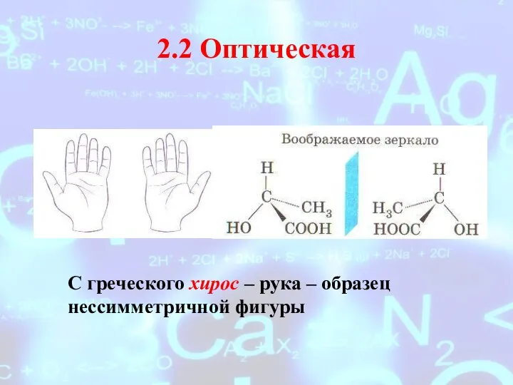 2.2 Оптическая С греческого хирос – рука – образец нессимметричной фигуры