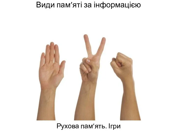 Види пам’яті за інформацією Рухова пам’ять. Ігри