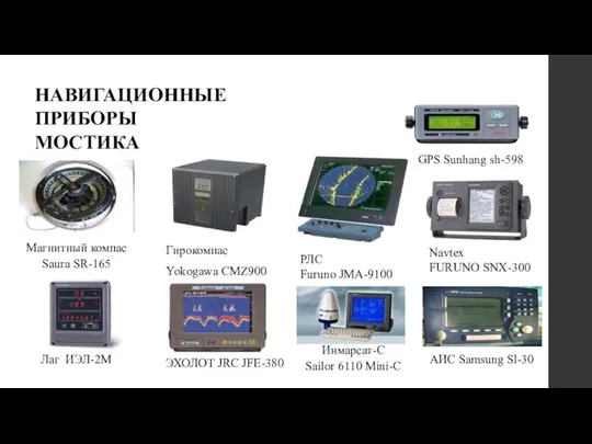 Магнитный компас Saura SR-165 Гирокомпас Yokogawa CMZ900 Лаг ИЭЛ-2М РЛС Furuno