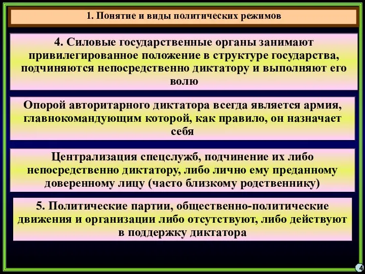 4 4. Силовые государственные органы занимают привилегированное положение в структуре государства,