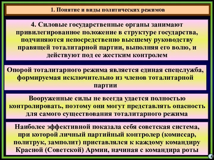 4 4. Силовые государственные органы занимают привилегированное положение в структуре государства,