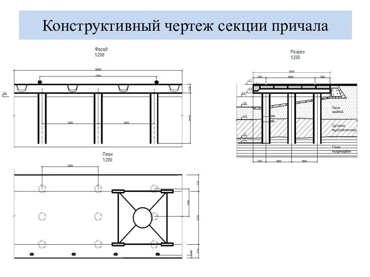 Конструктивный чертеж секции причала