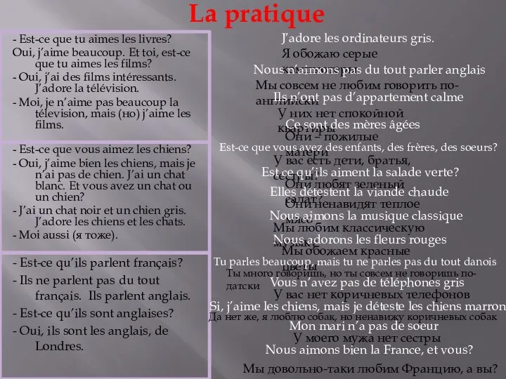 - Est-ce que tu aimes les livres? Oui, j’aime beaucoup. Et