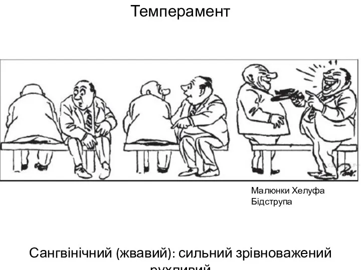 Темперамент Сангвінічний (жвавий): сильний зрівноважений рухливий Малюнки Хелуфа Бідструпа