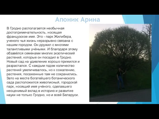 В Гродно располагается необычная достопримечательность, носящая французское имя. Это - парк