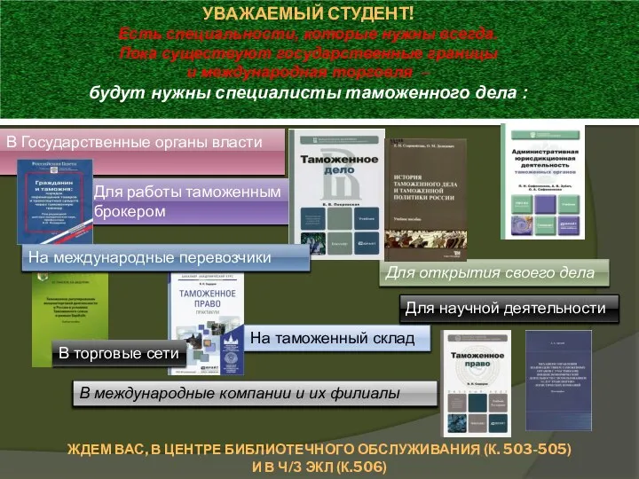 УВАЖАЕМЫЙ СТУДЕНТ! Есть специальности, которые нужны всегда. Пока существуют государственные границы