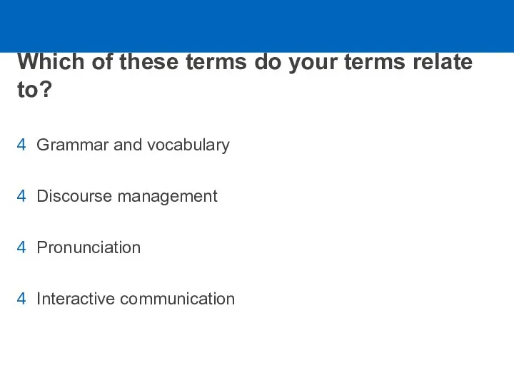 Which of these terms do your terms relate to? Grammar and